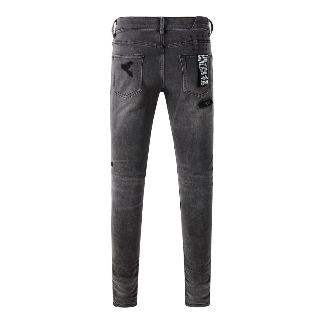American High Street Skinny Pleated Ripped Frayed  jeans
