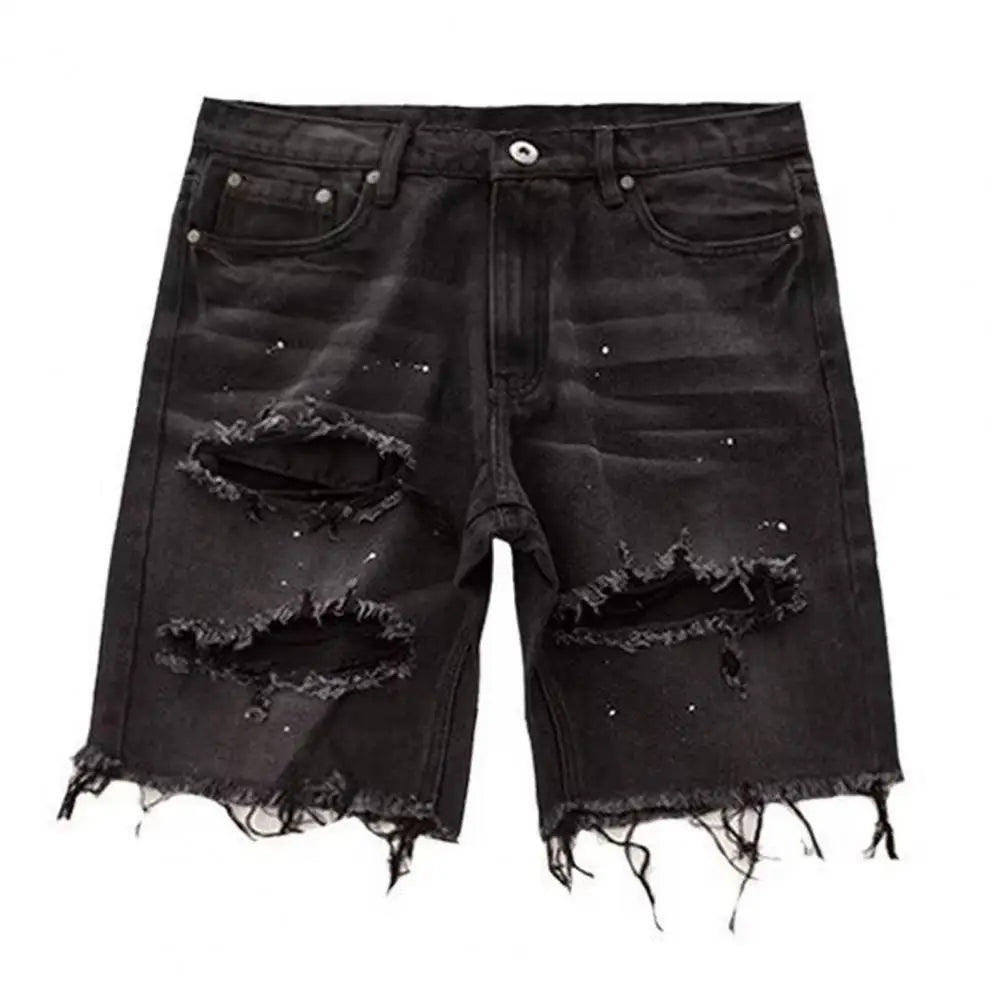 Designer High Street Men Summer Distressed Denim Shorts
