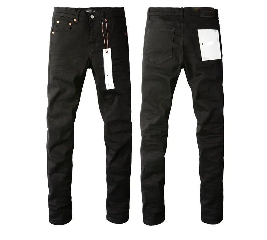 2025 Purples Man jeans brand high street ripped distressed fashion repair low rise skinny