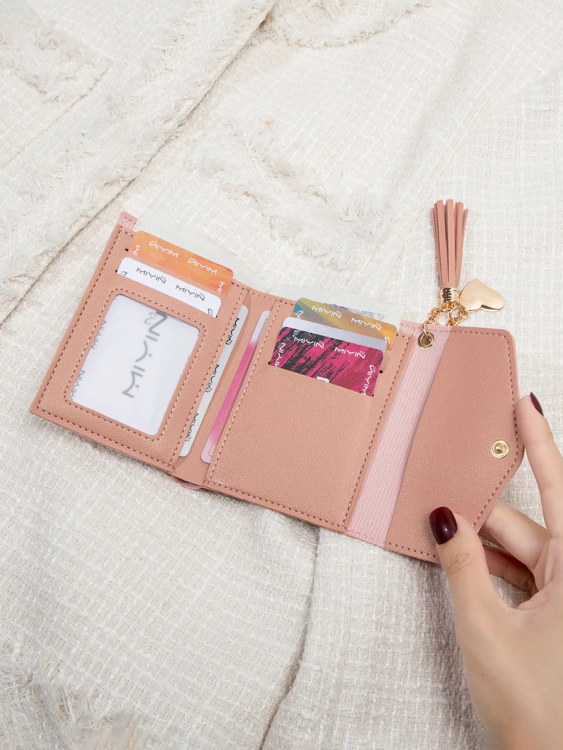 Fashion ultra-thin tri-fold hand-held coin purse minimalist credit card
