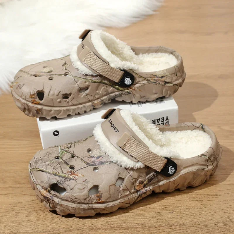 Men Casual Non Slip Plush Fur Clogs for Men