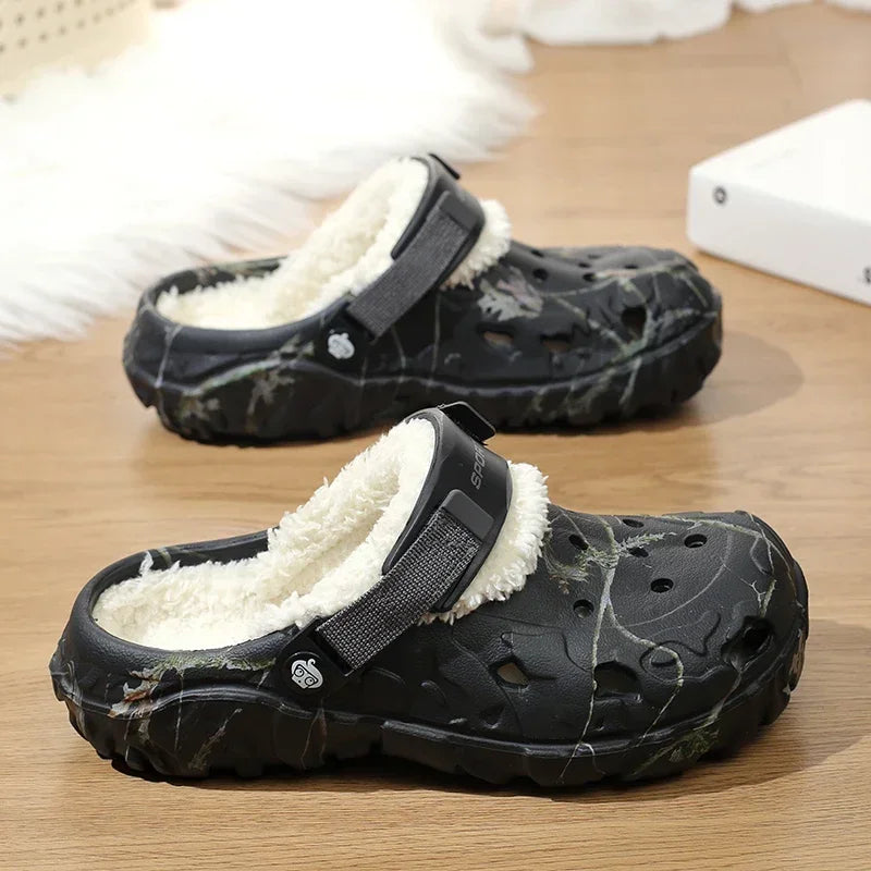 Men Casual Non Slip Plush Fur Clogs for Men