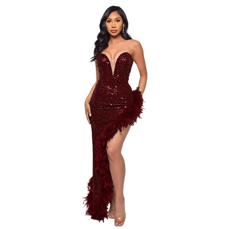 Women Evening Dresses Asymmetrical Shiny