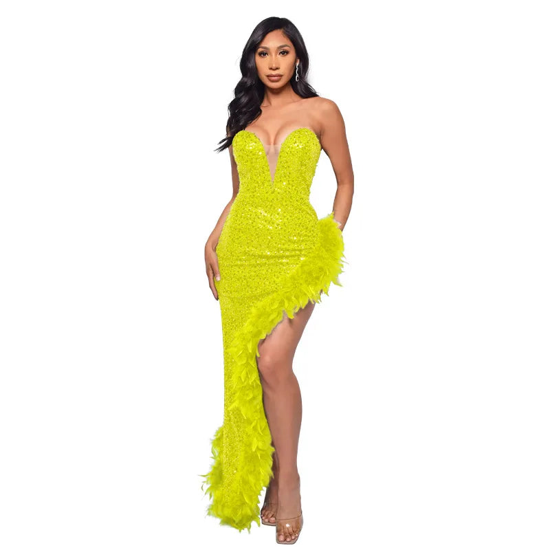 Women Evening Dresses Asymmetrical Shiny