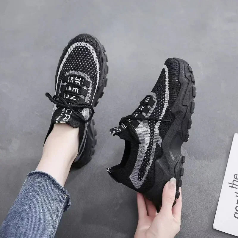 Thick-Soled Daddy Shoes Mesh Red Shoes Light Running Shoes