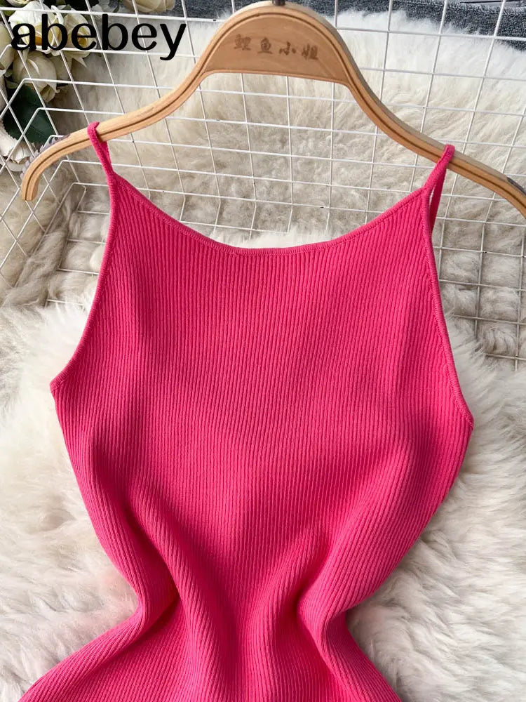 Summer Knit Sexy Strap Dress