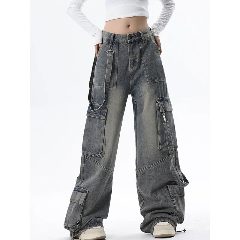 Women Jeans Cargo Pants Streetwear High Waist American Fashion