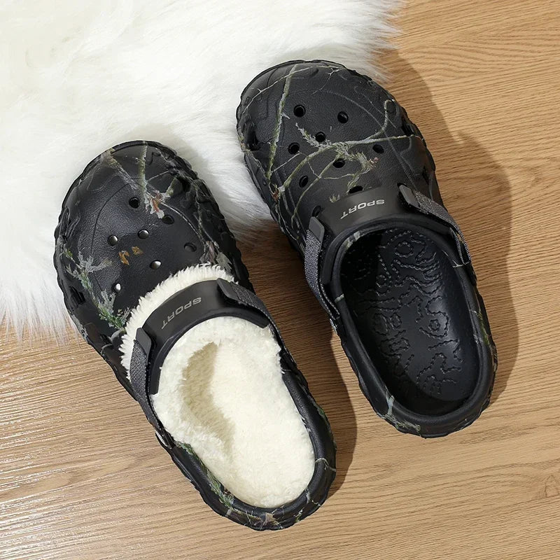 Men Casual Non Slip Plush Fur Clogs for Men