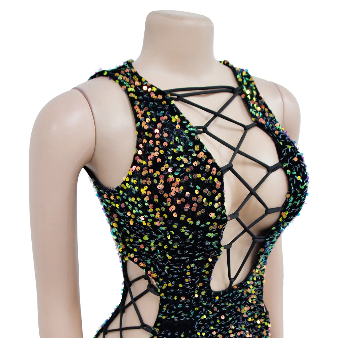 fashion women's dress bead string sleeveless sexy sequin evening dresses