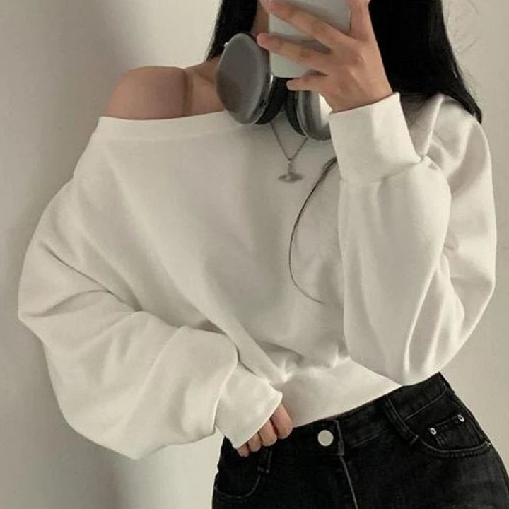 Women's Sweatshirts Loose Streetwear Off-shoulder Hoodie