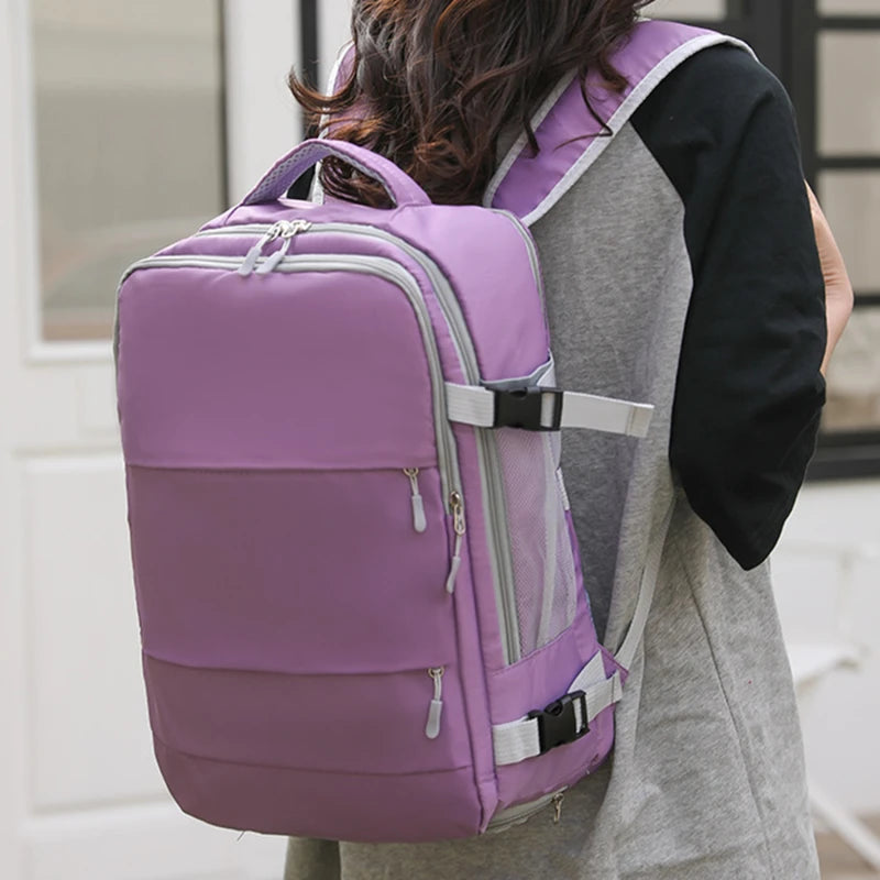 Travel Backpack Waterproof Anti-Theft Casual Bag with Luggage Strap & USB Charging