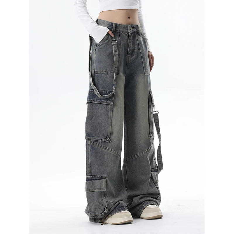 Women Jeans Cargo Pants Streetwear High Waist American Fashion