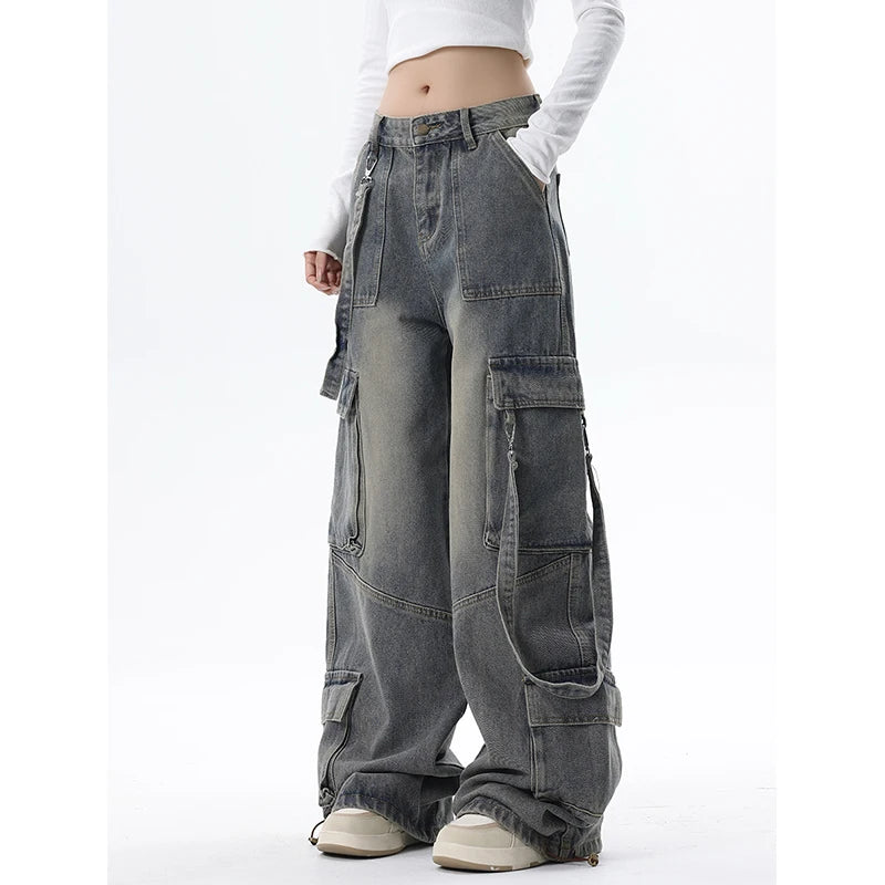Women Jeans Cargo Pants Streetwear High Waist American Fashion