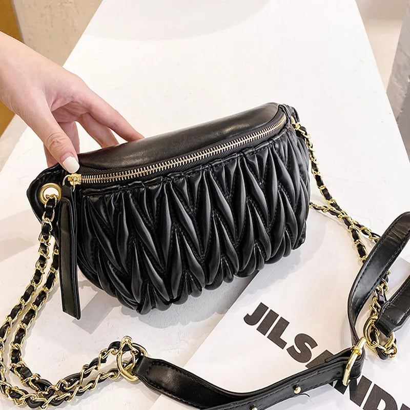Pu Leather Crossbody Chest Bag Hip Zipper Phone Purse Handbag Travel Belt Bag