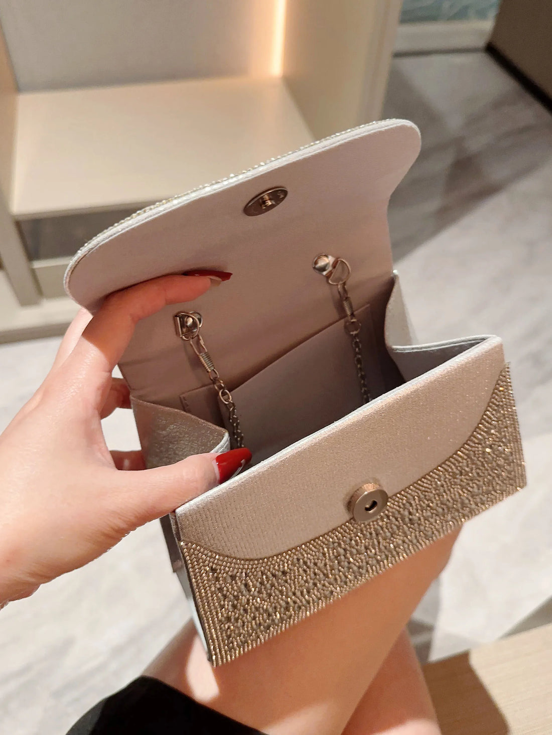 Shiny Diamond Flap Evening Bag Romantic