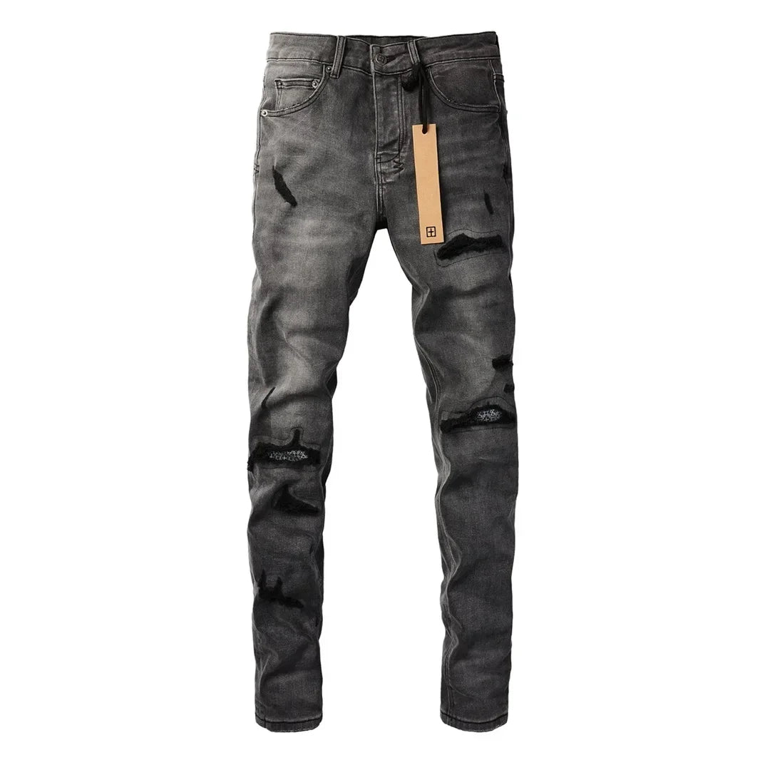American High Street Skinny Pleated Ripped Frayed  jeans