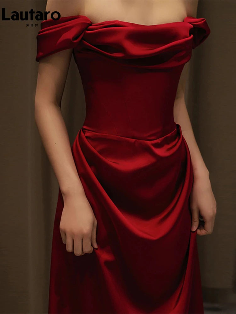 Lautaro Spring Extra Long Shoulder Floor Length Dresses for Women Luxury